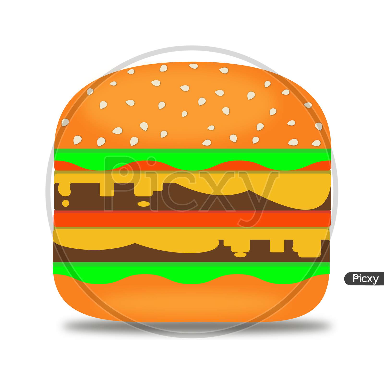One Hamburger Illustration Set On Wihte Background