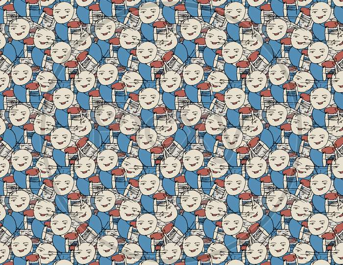 Holding Burger In Hand Eating Kid Clip Artwork And Seamless Pattern