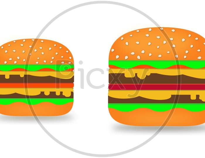 Two Simple Hamburger Illustration Set On White Background