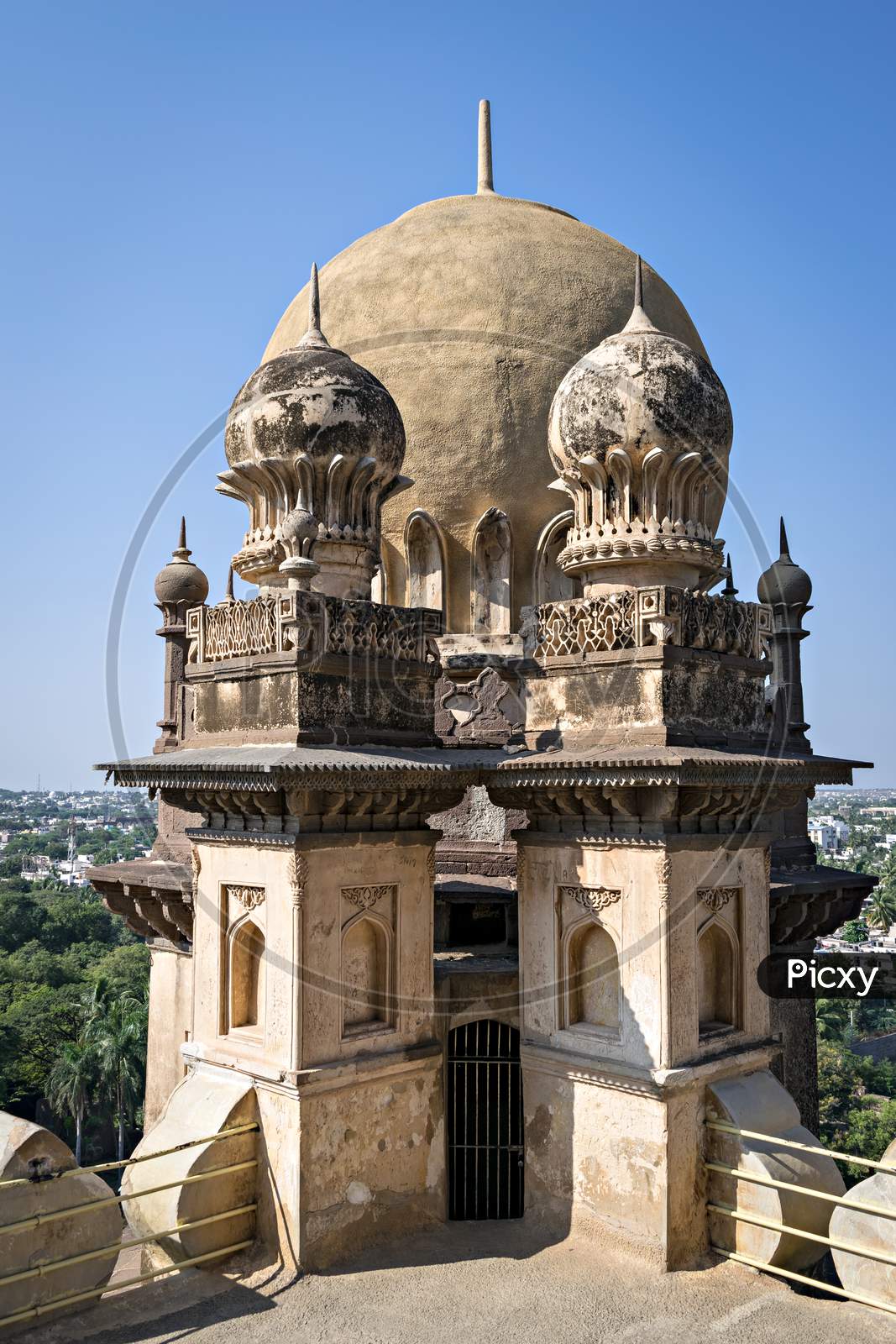 Corner Dome Of Heritage Monument - Gol Ghumbaj, Bijapur, India.