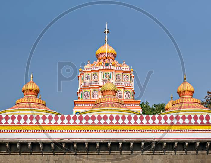 Nicely Carved And Painted Dome Of The Omkareshwar Temple Of Pune.
