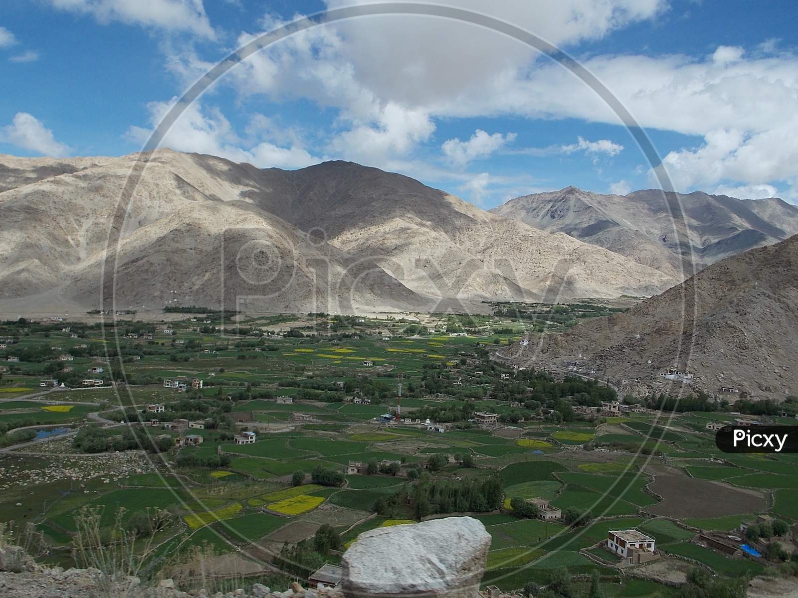 A Beautiful Valley Between the Mountains in Leh