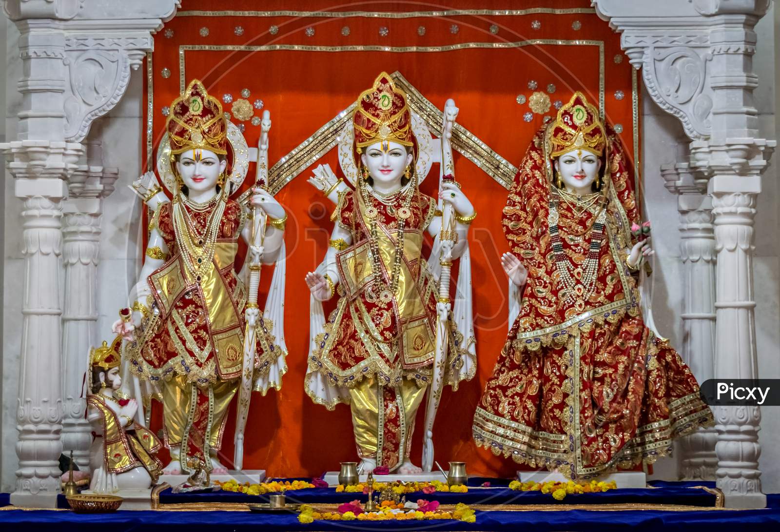 Decorated Idols Of Hindu Gods Ram, Lakshman & Godless Sita Together.