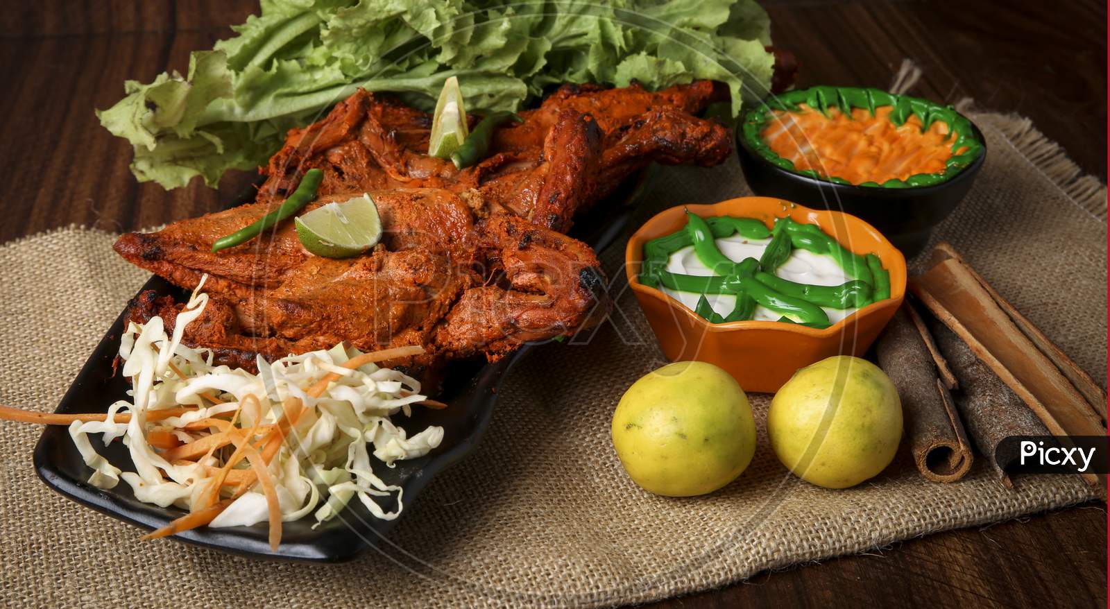 Indian restaurant food Tandoori chicken