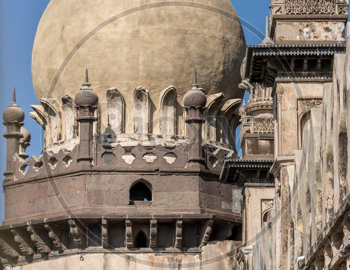 Side Dome Of Heritage Structure Gol Ghumbaj Which Is The Mausoleum Of King Mohammed Adil Shah, Sultan Of Bijapur.