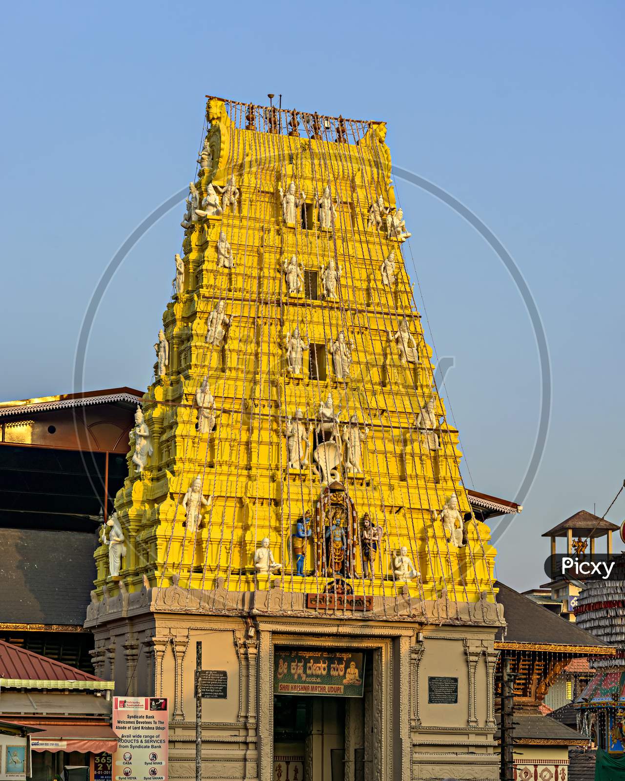 Lighting Done On Famous Hindu Temple Dedicated To God Krishna And Dvaita Matha.