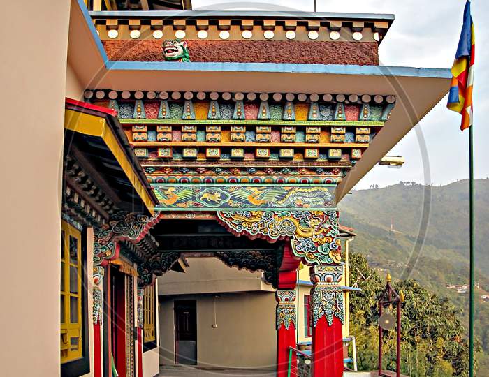 Colorful, Finely Crafted, Gonjang Gompa In Sikkim ,India.