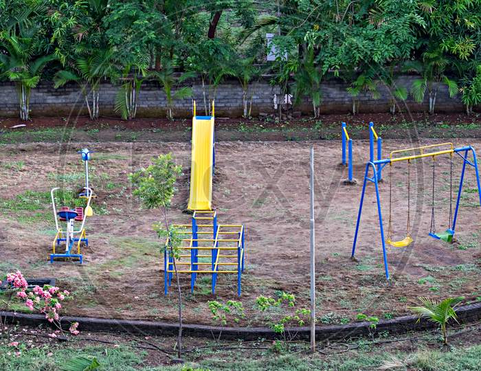 Empty Children Play Park Due To Pandemic Covid-19, Corona Virus Outbreak