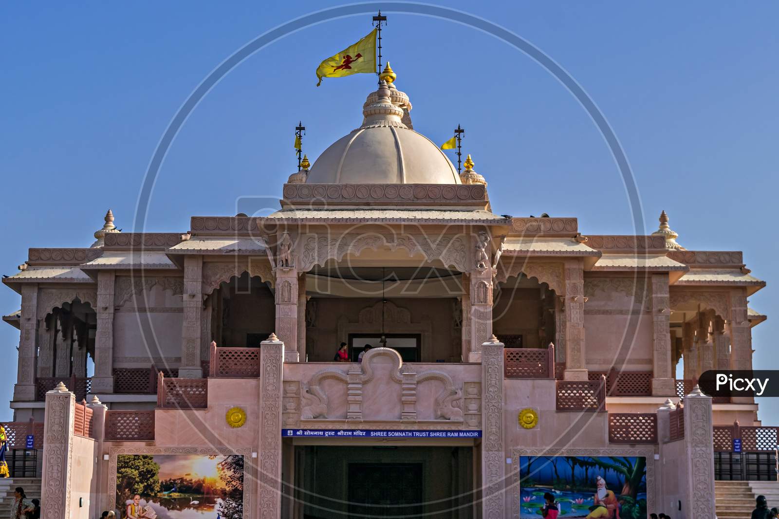Front Image Of Beautiful Shriram Temple In Somnath, Gujrat, India.