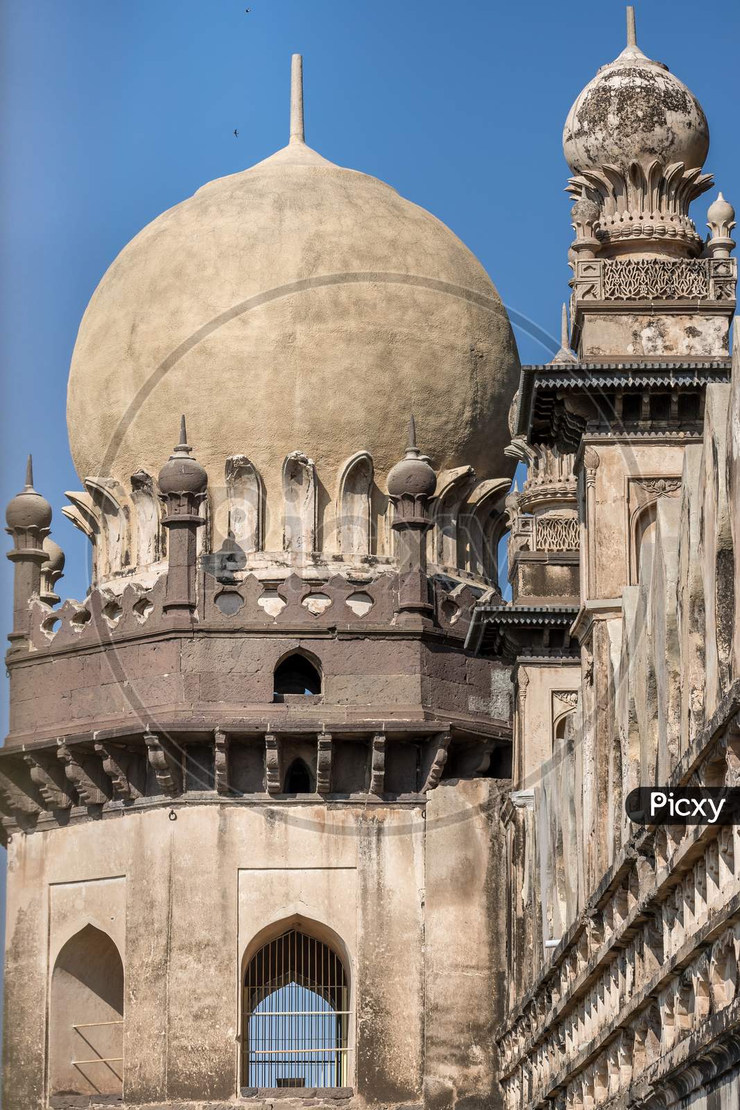 Side Dome Of Heritage Structure Gol Ghumbaj Which Is The Mausoleum Of King Mohammed Adil Shah, Sultan Of Bijapur.