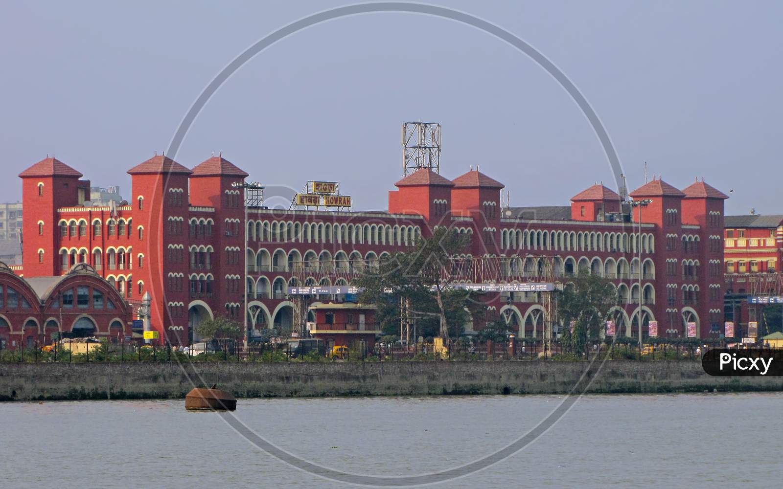 View Of Historical Howrah Railway Station Building From Across The Hooghly River.