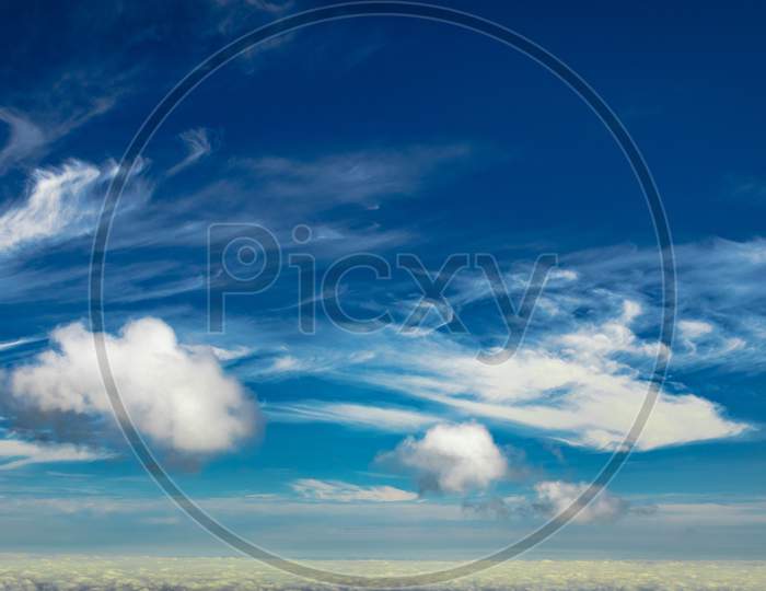 Blue Sky Bright With Cloud Patch Amazing Nature Art