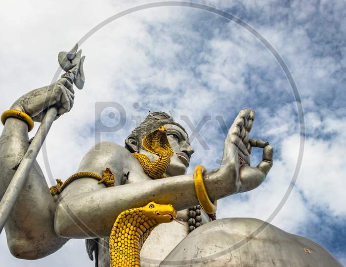 Shiva Statue Isolated At Murdeshwar Temple Close Up Shots From Unique Angle