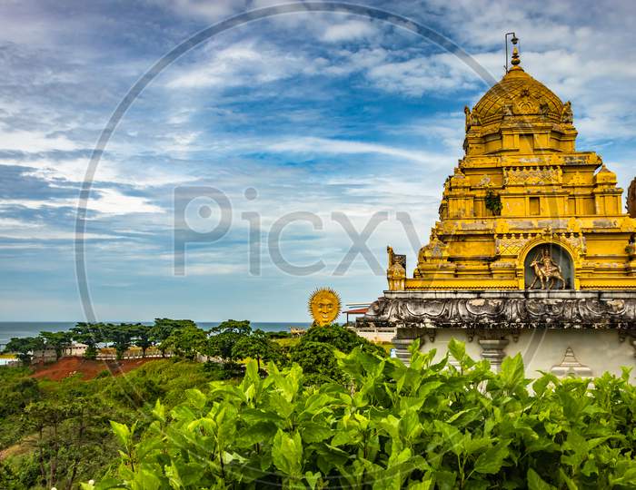 Temple View At Morning With Bright Sky Background