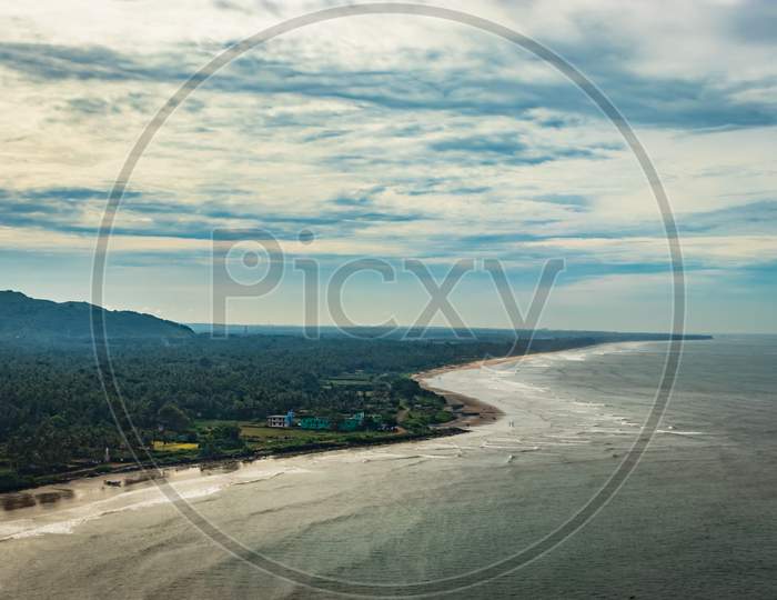 Beach Serene Isolated Aerial Shots With Dramatic Sky