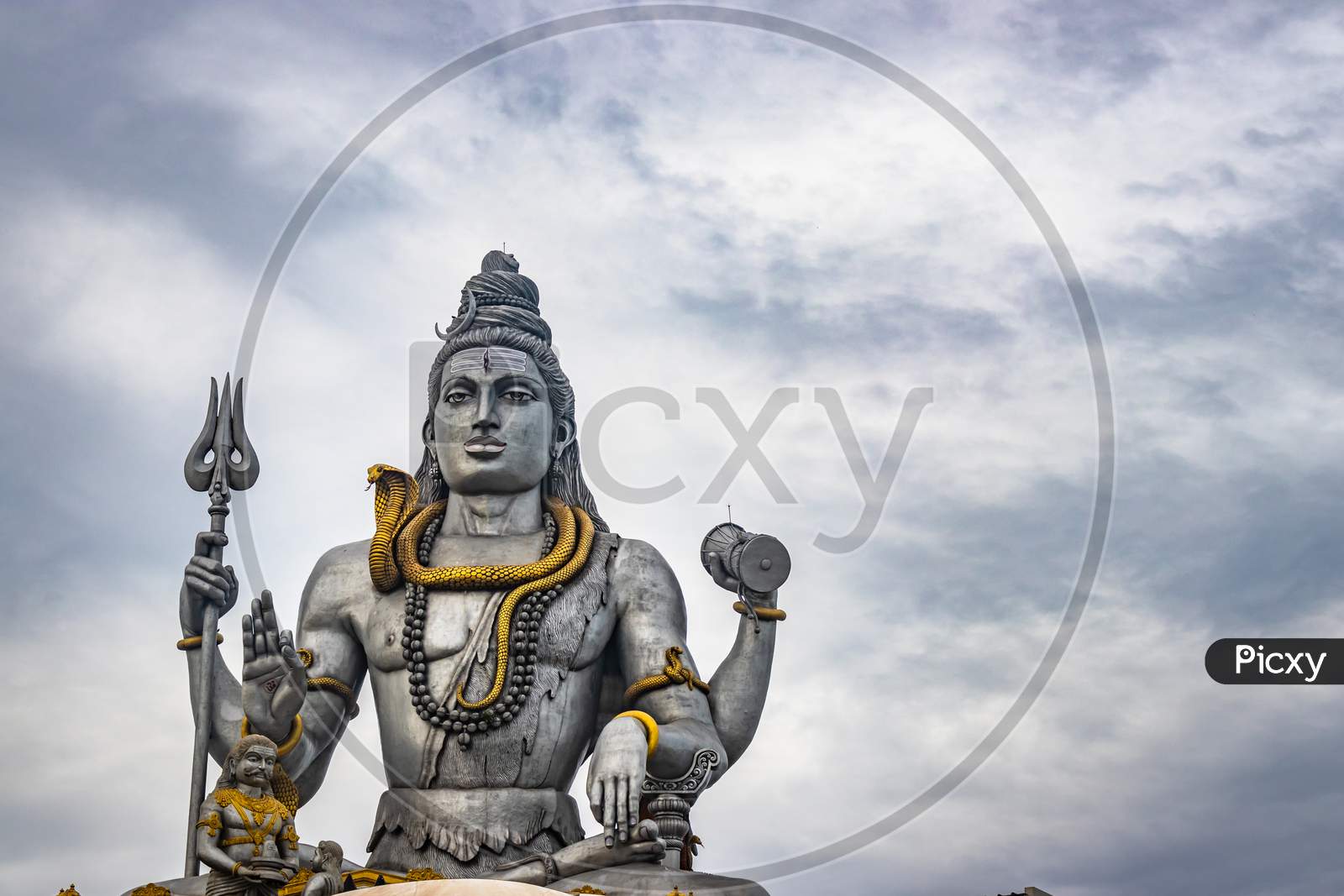 Lord Shiva Statue Isolated At Murdeshwar Temple Close Up Shots