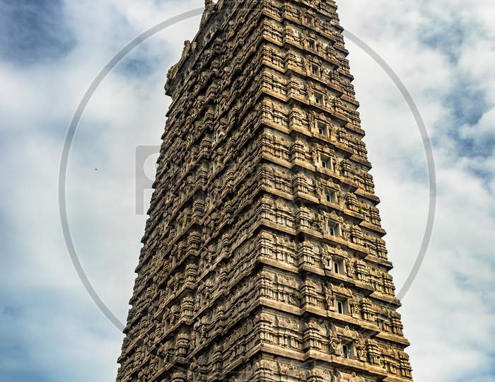 Murdeshwar Rajagopuram Isolated Temple Entrance With Flat Sky From Unique Different Angles