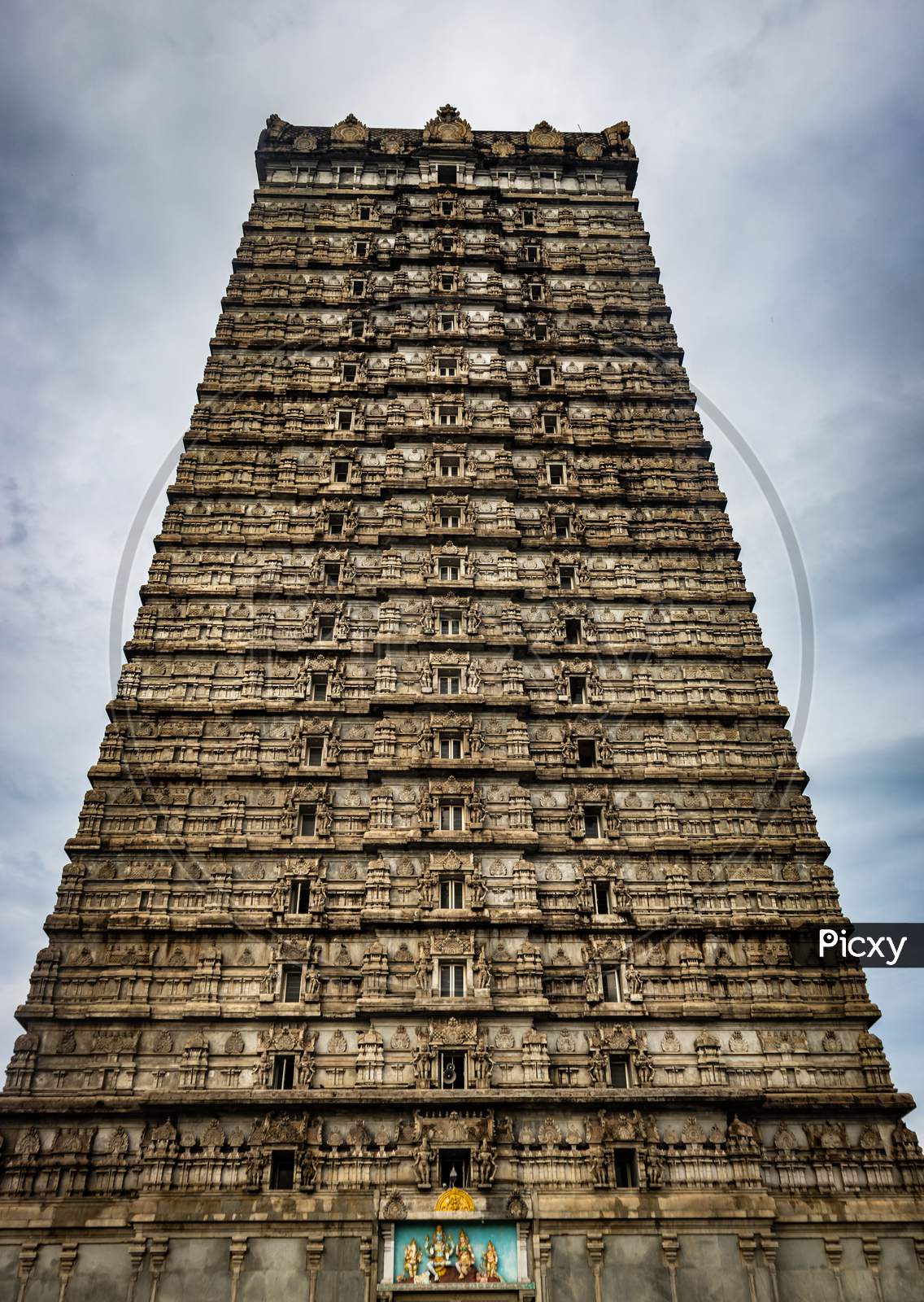 Raja Gopuram Temple Entrance At Murdeshwar With Flat Sky