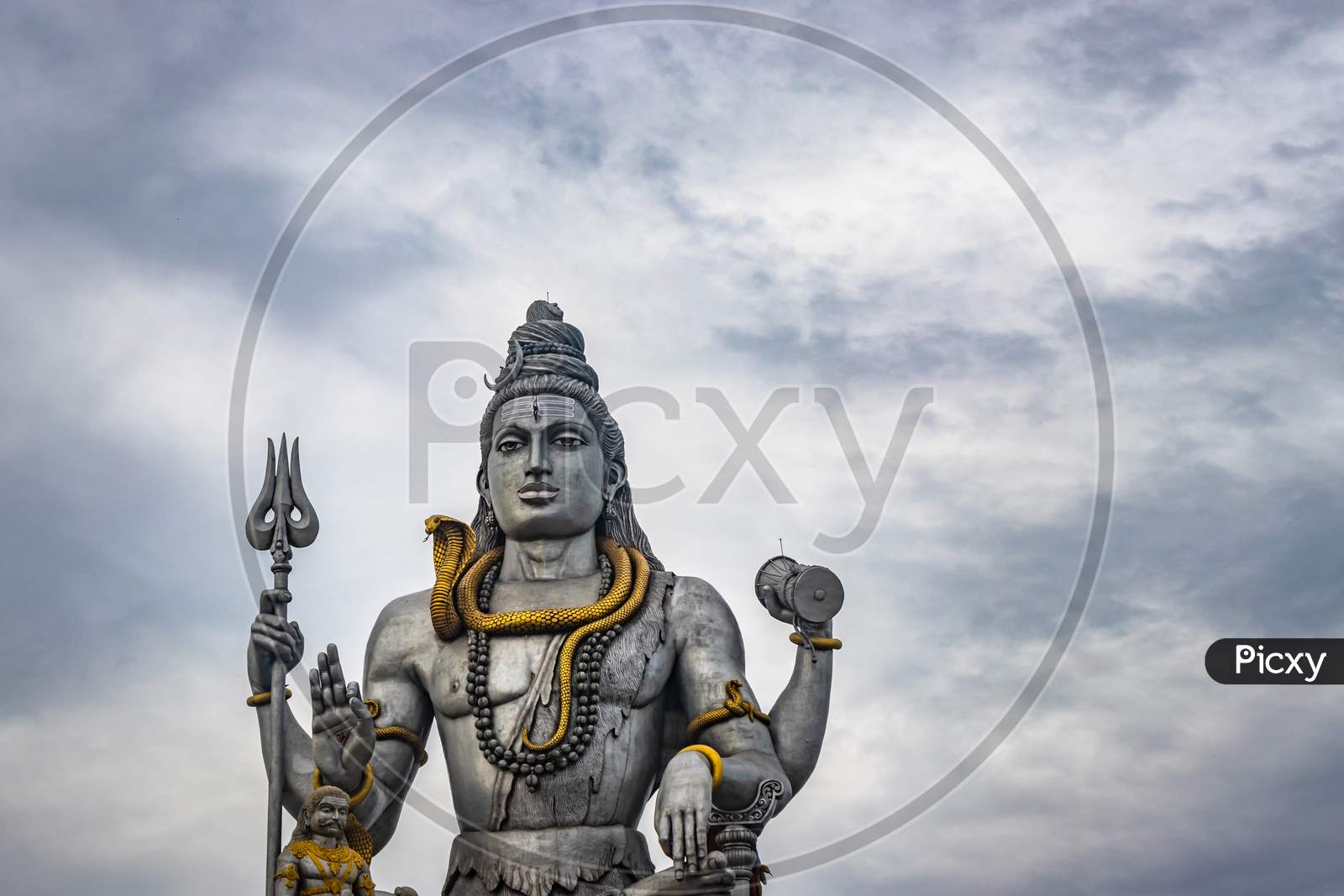 Shiva Statue Isolated At Murdeshwar Temple Close Up Shots