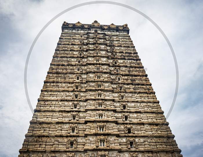 Raja Gopuram Temple Entrance At Murdeshwar With Flat Sky