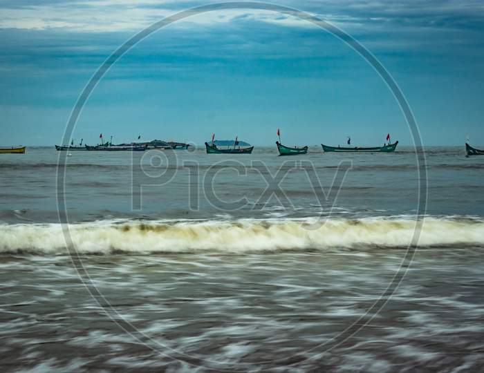 Fishing Boats In The Sea At Early Morning