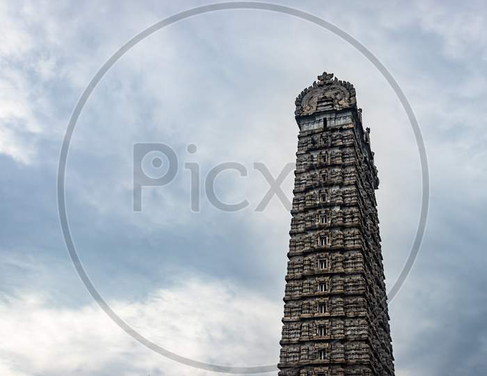 Raja Gopuram Isolated Temple Entrance At Murdeshwar With Flat Sky