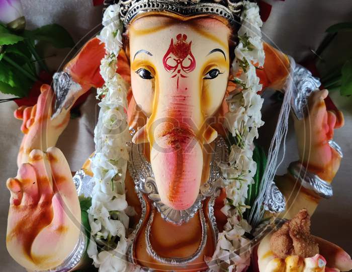 Ganapati Statue placed at home for peace.