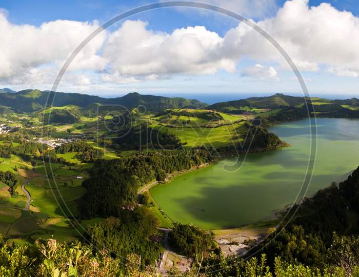 Scenery Portugal Azores San Miguel From Above Clouds Nature Photo