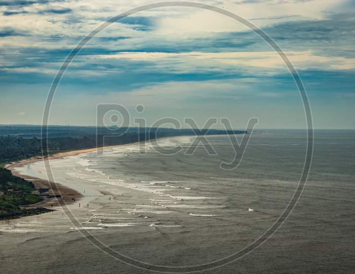 Beach Isolated In Aerial Shots With Dramatic Sky