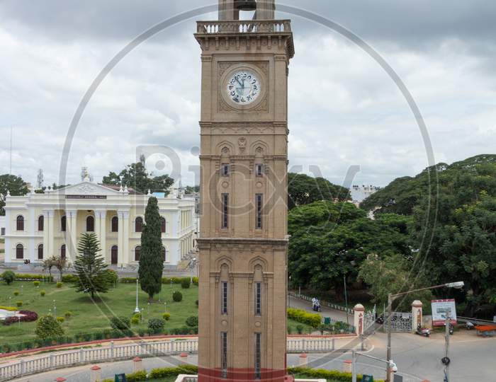The famous Dufferin Clock Tower in Mysuru cityscape/Karnataka/India.
