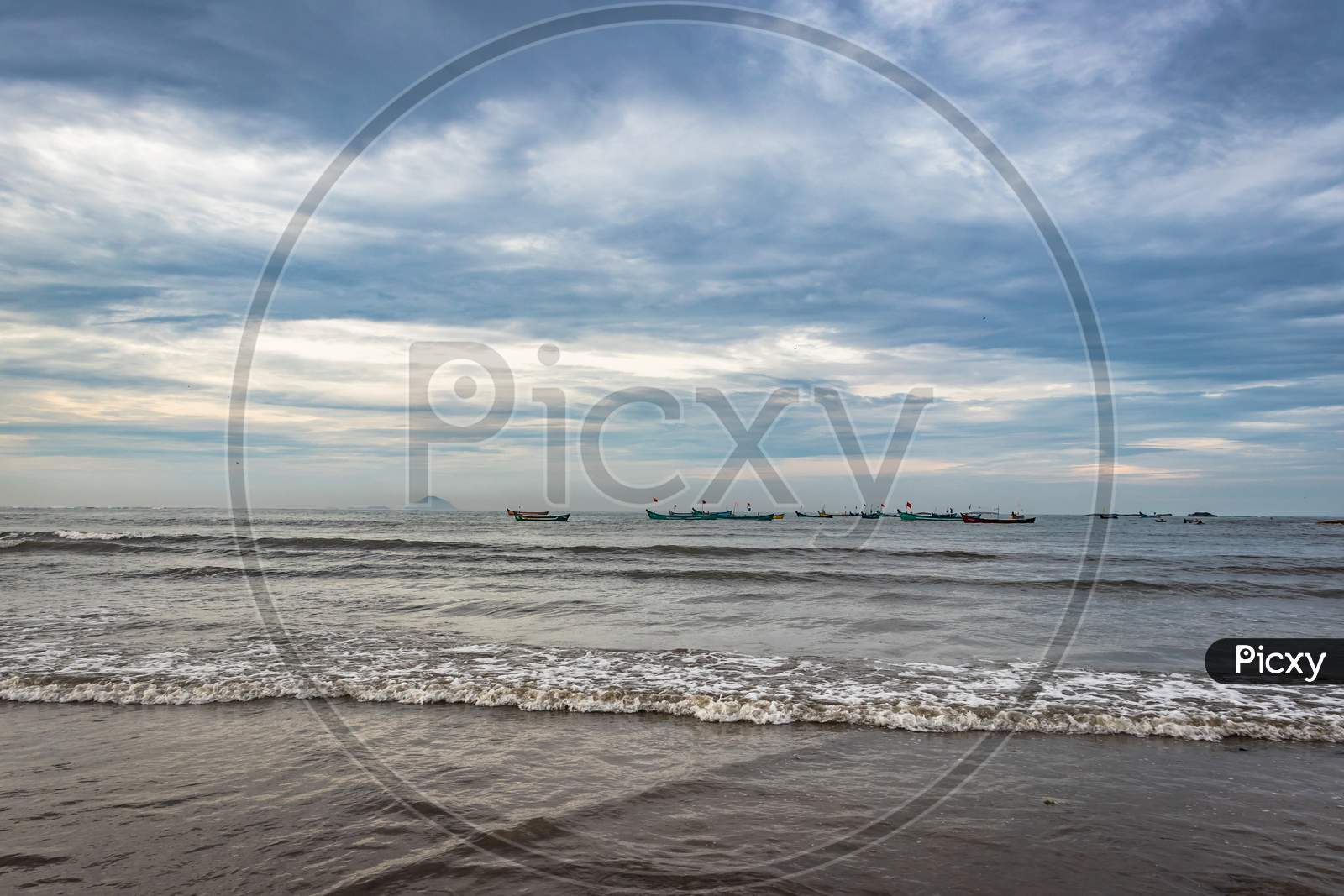 Beach View With Sea Waves At Early In The Morning From Low Angle