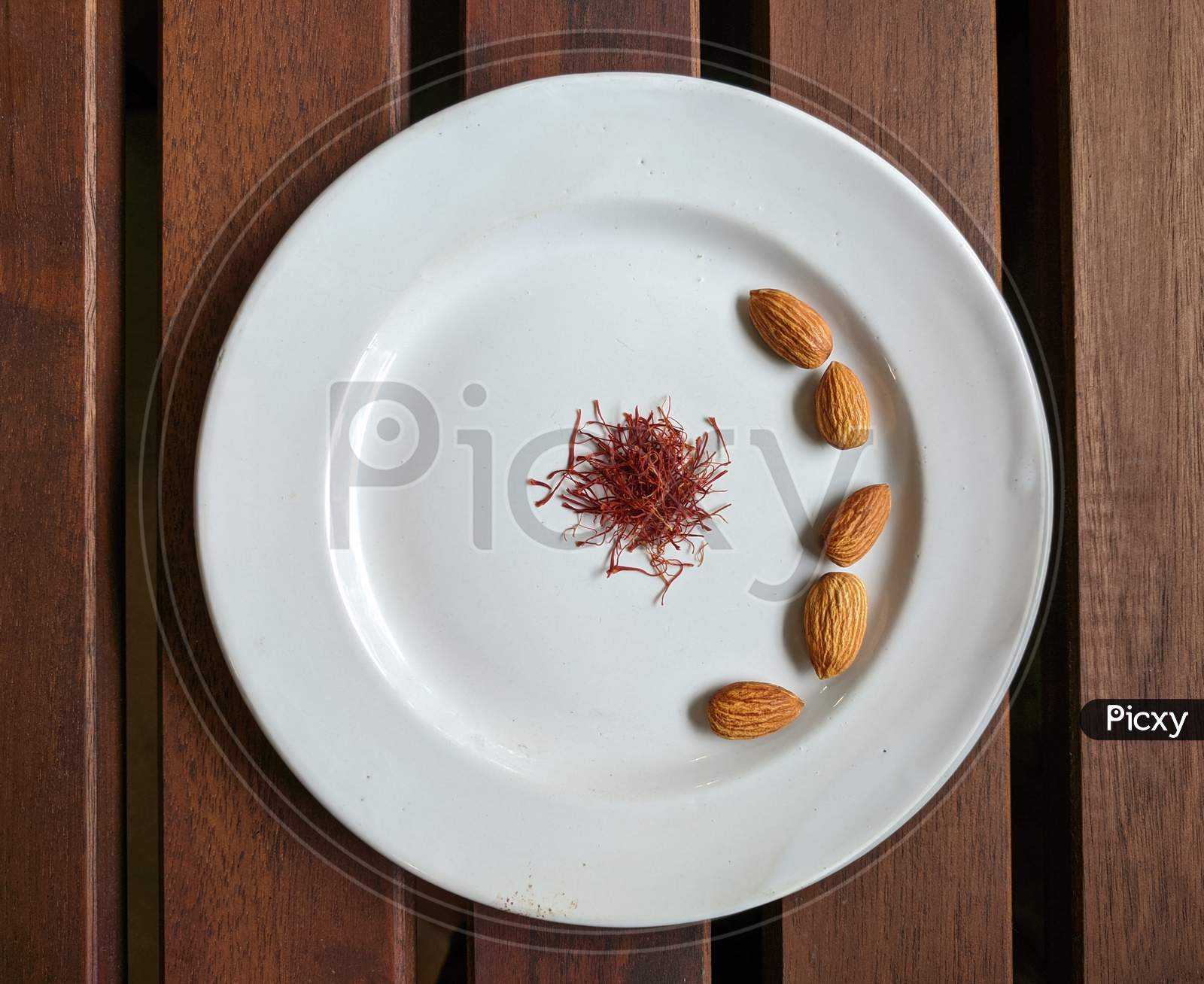 Saffron and almonds plate