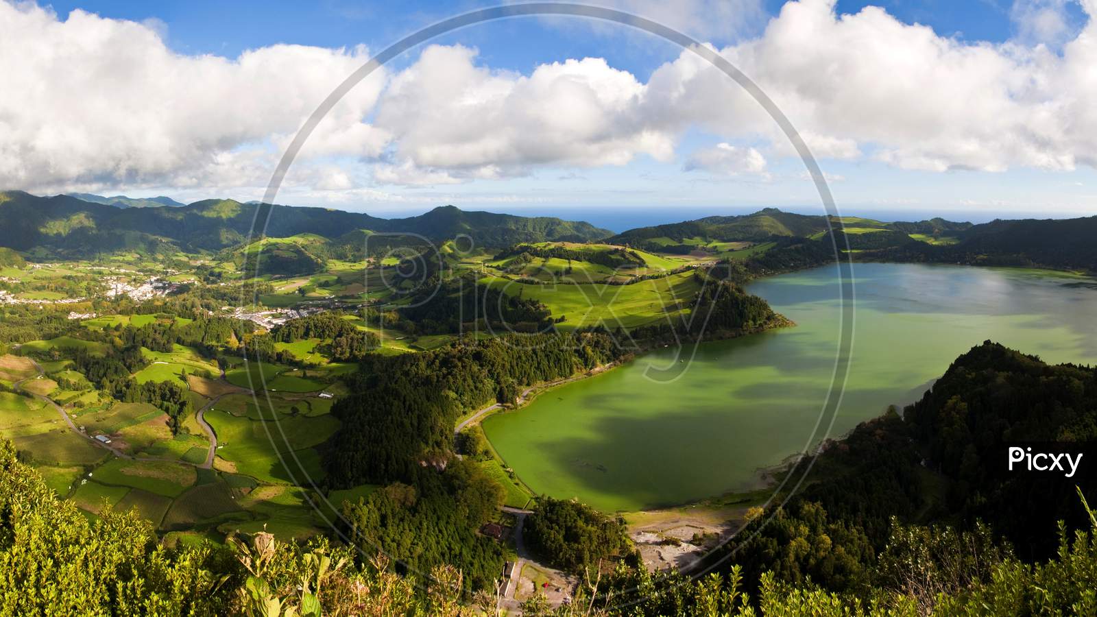 Scenery Portugal Azores San Miguel From Above Clouds Nature Photo