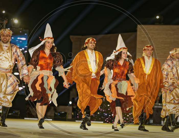 Traditional Jordanian folklore dance (Dabke) in Katara theater Doha, Qatar