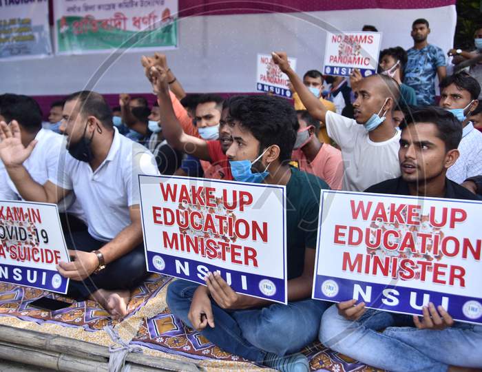 The All Assam Students' Union (Aasu)  Stage A  Protest Against The Rising Prices Of Essential Commodities And Other Various Issues In Nagaon District Of Assam On August 28,2020