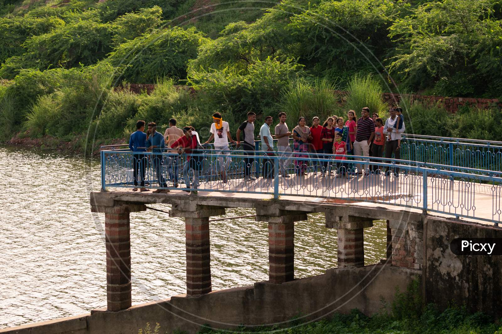 People visiting band baretha dam situated in Bayana Tehsil in Bharatpur district of Rajasthan during monsoon season