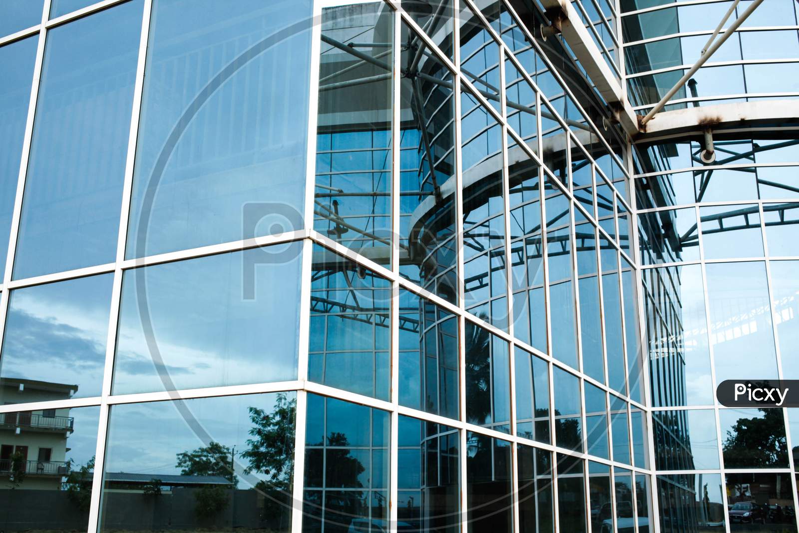 Glass building with blue sky