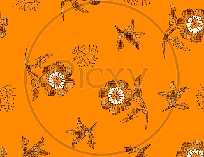 Flowers Design In Background And Yellow Color
