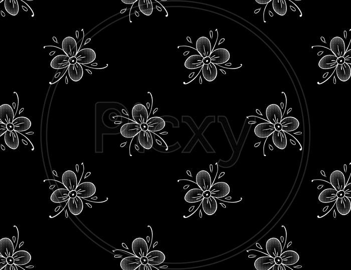 Flowers Doodles Seamless Pattern. Vector Illustration. Design Elements
