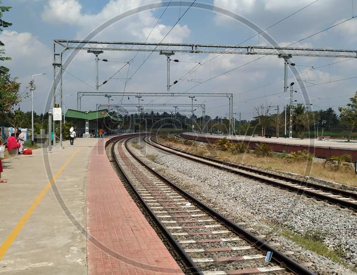 Beautiful View Of Pandavapura Railway Station Near Kennalu, Mandya.