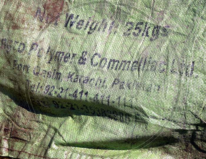 Sand bag near a tunnel, originating from Pakistan, beneath the Indo-Pak international border fence, in J&K's Samba district, Saturday, Aug. 29, 2020