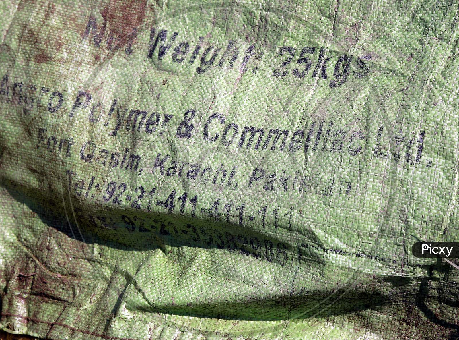 Sand bag near a tunnel, originating from Pakistan, beneath the Indo-Pak international border fence, in J&K's Samba district, Saturday, Aug. 29, 2020