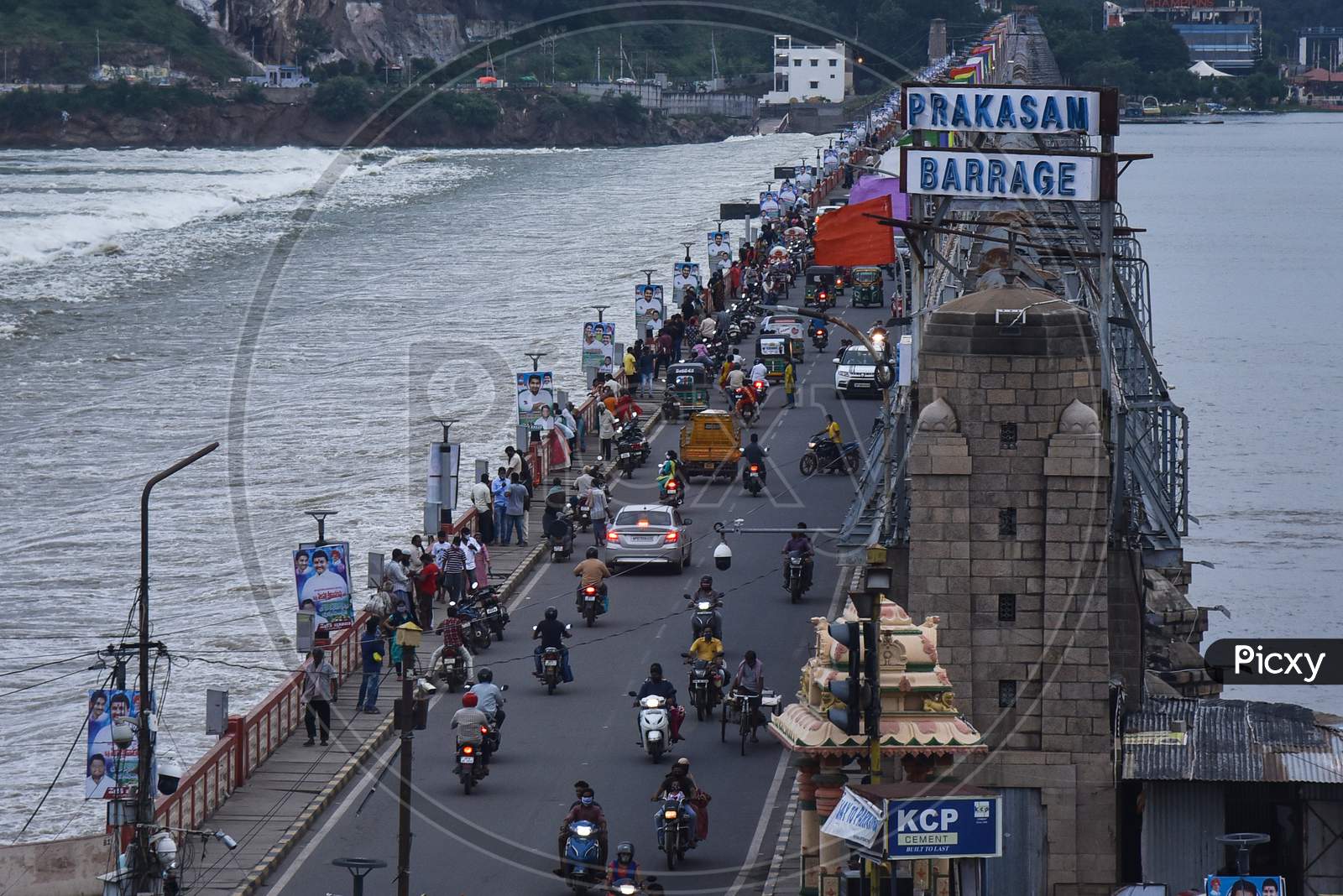 A View Of Prakasam Barrage, In Vijayawada On August 27, 2020.
