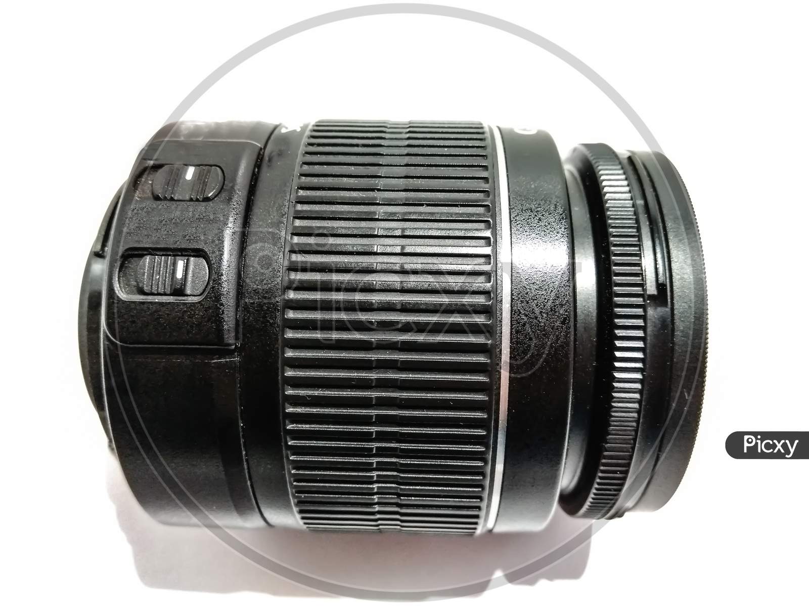 A picture of dslr lens on white background