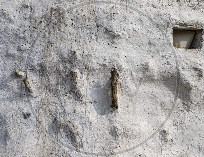 close up of a ancient mud and clay wall