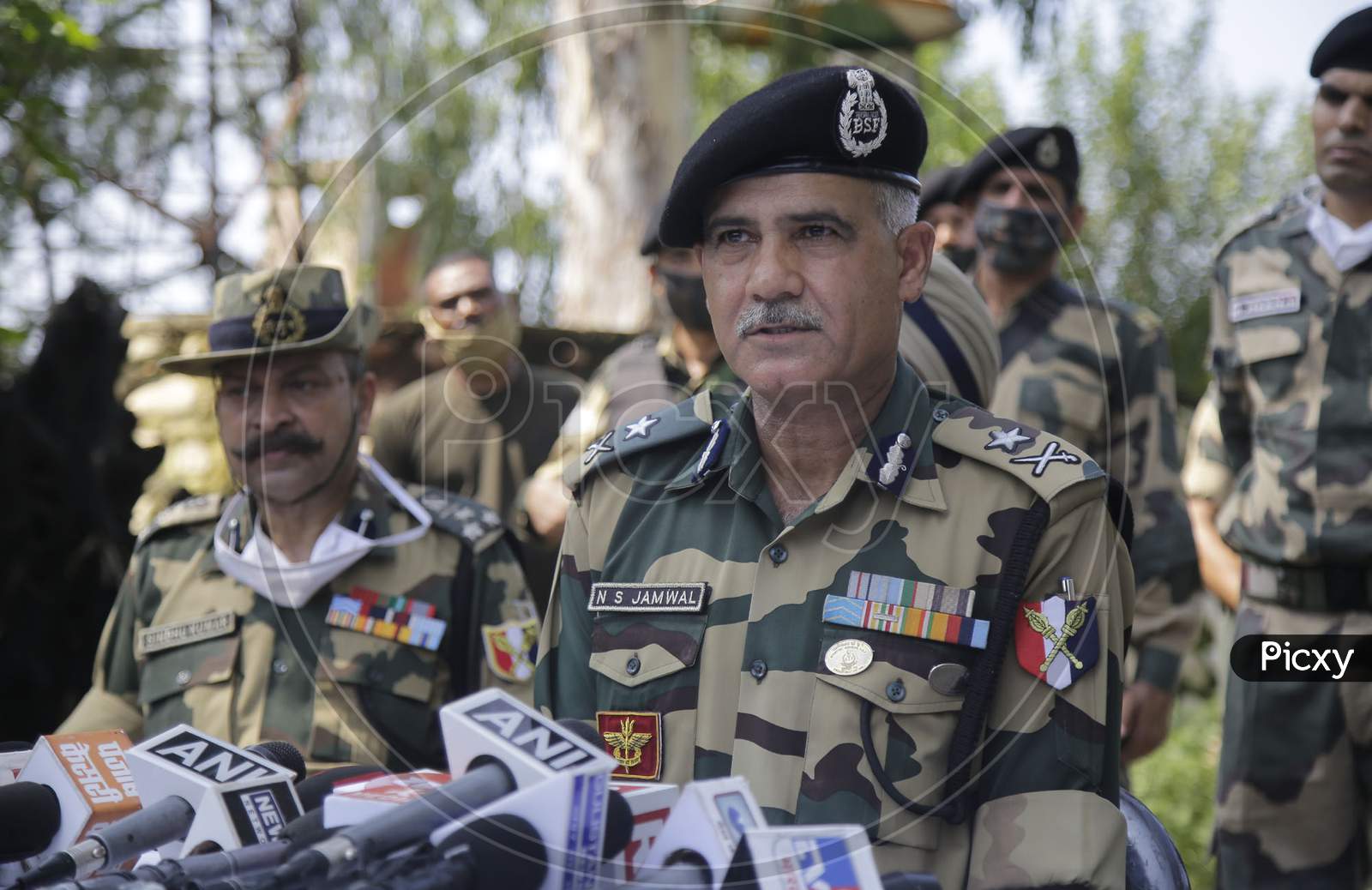 IG BSF, Jammu Frontier, NS Jamwal speaks to media after forces detected a tunnel, originating from Pakistan, beneath the Indo-Pak international border fence, in J&K's Samba district, on 29 August ,2020.