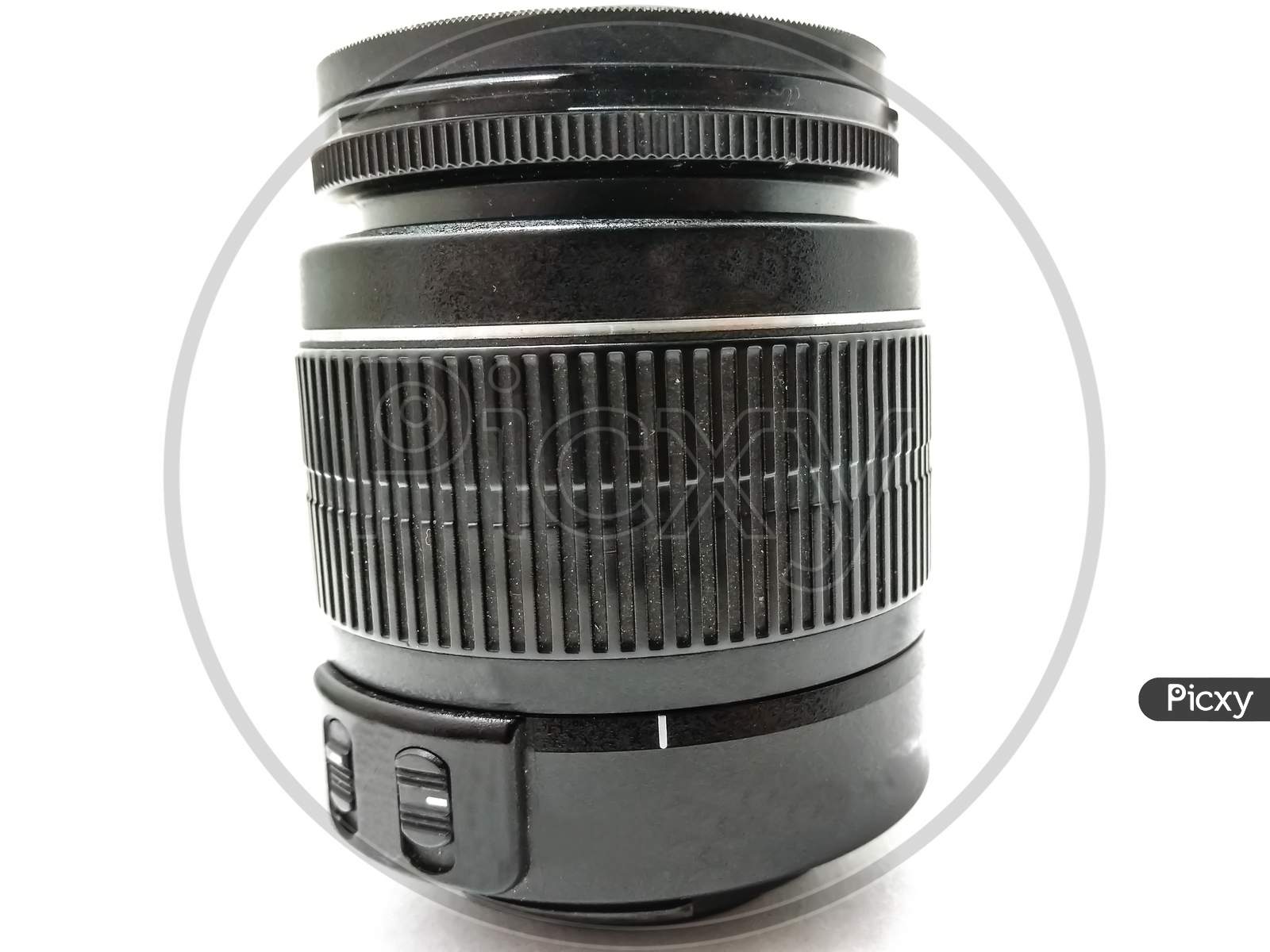 A picture of dslr lens on white background