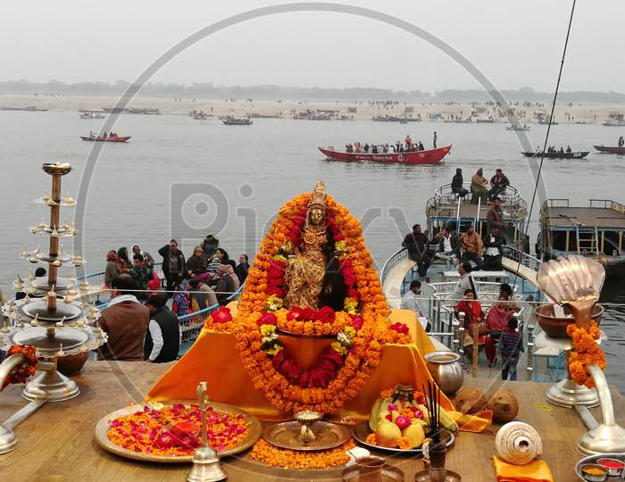 Godess Ganga On Banaras Ghat