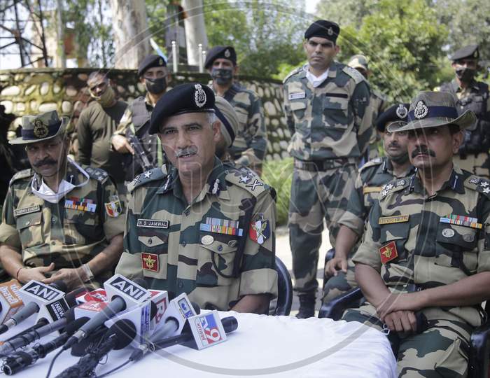 IG BSF, Jammu Frontier, NS Jamwal speaks to media after forces detected a tunnel, originating from Pakistan, beneath the Indo-Pak international border fence, in J&K's Samba district, on 29 August ,2020.