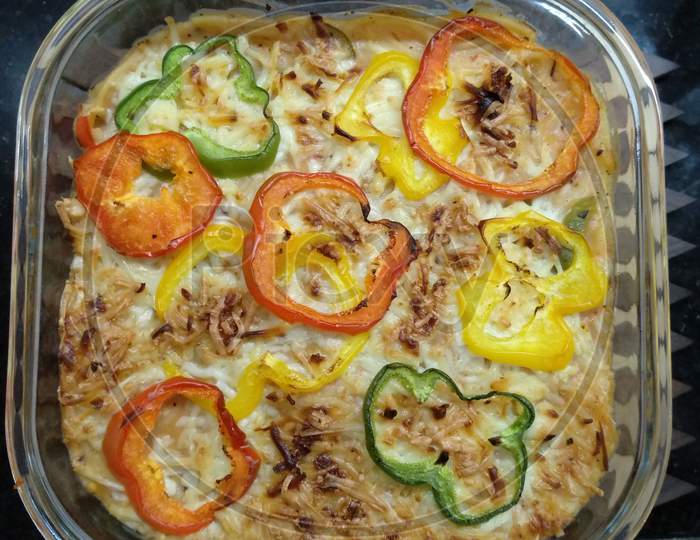 Veg cheese bake dish also known as casserole
